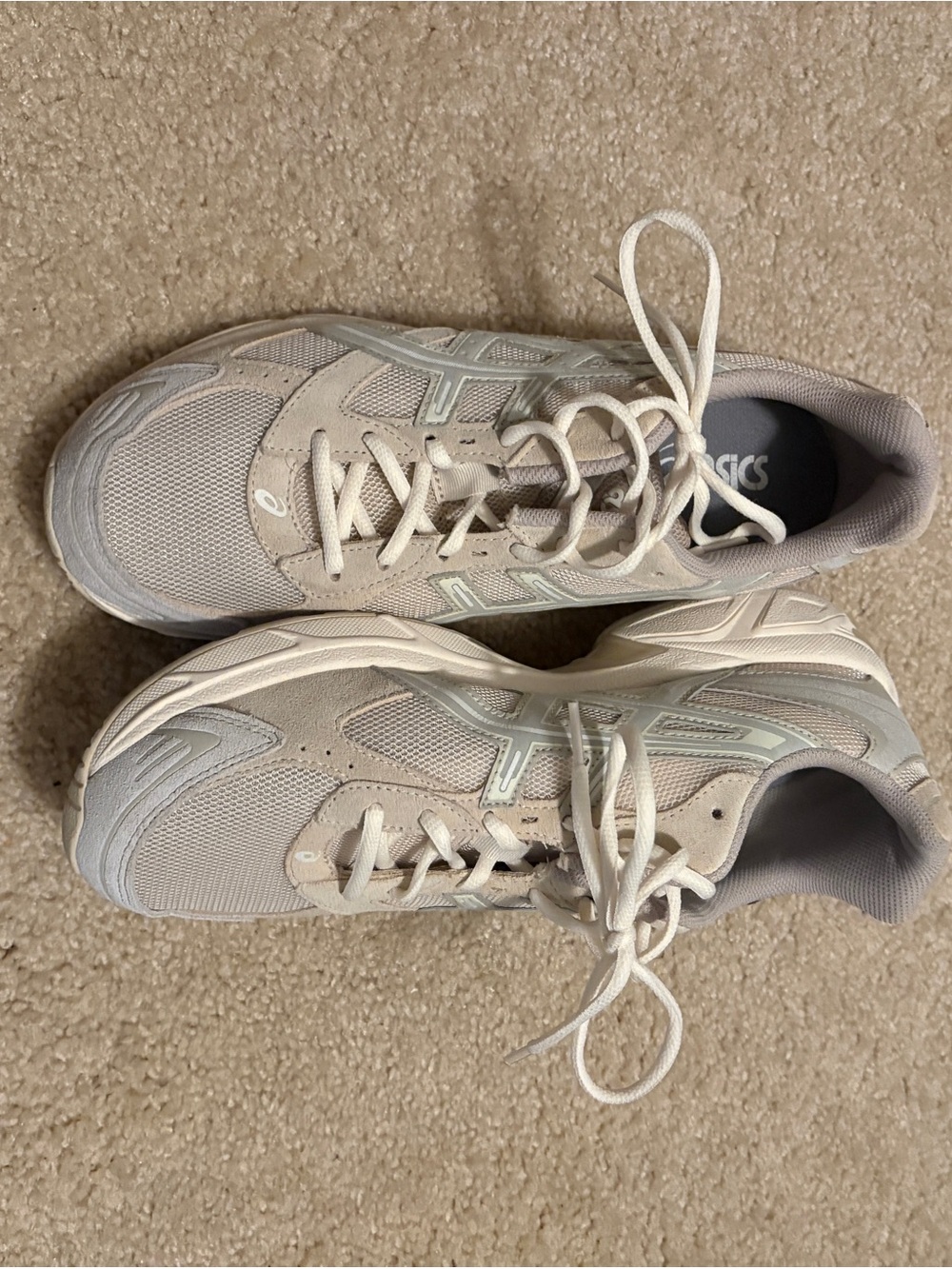 ASICS Women's Cream and Light Gray Athletic Running Shoes